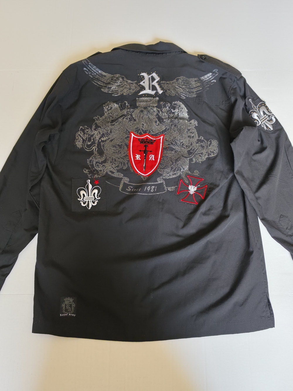Y2K Royal Army Long Sleeve Button Up Black Size L